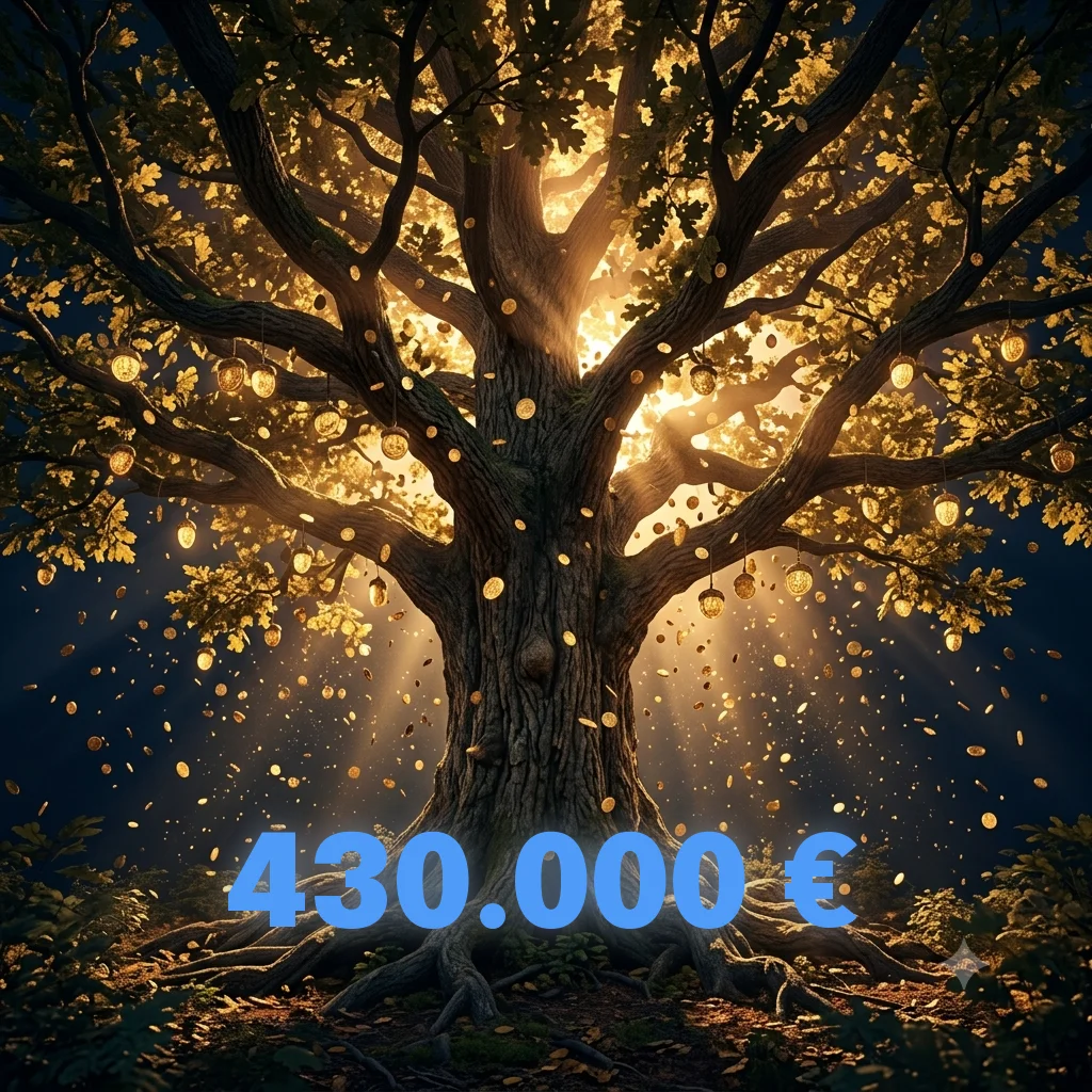 Shot 7: Die Eiche explodiert in die Höhe, 430.000 Euro leuchtet in WewalKI-Blau